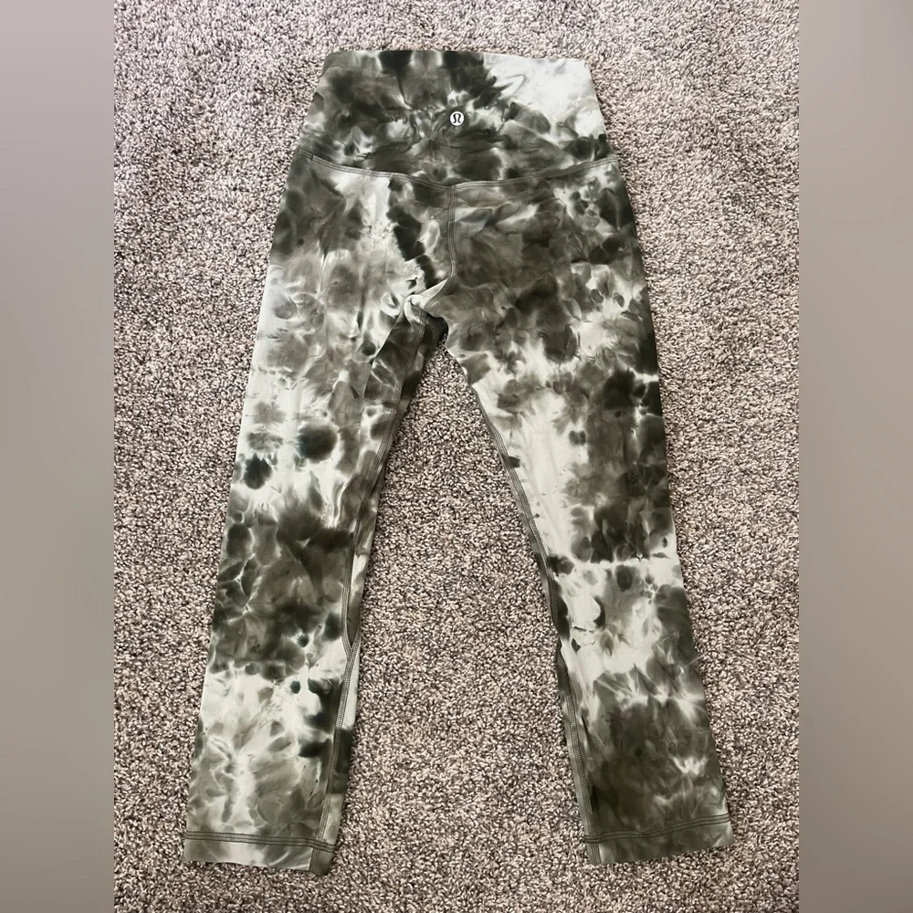 Women’s Lululemon Align High-Rise Crop 21” Leggings Diamond Dye Sage Olive Sz 4